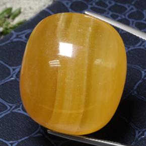 Calcite Arancione naturale da 119.60 ct, Taglio a cuscino, Traslucido