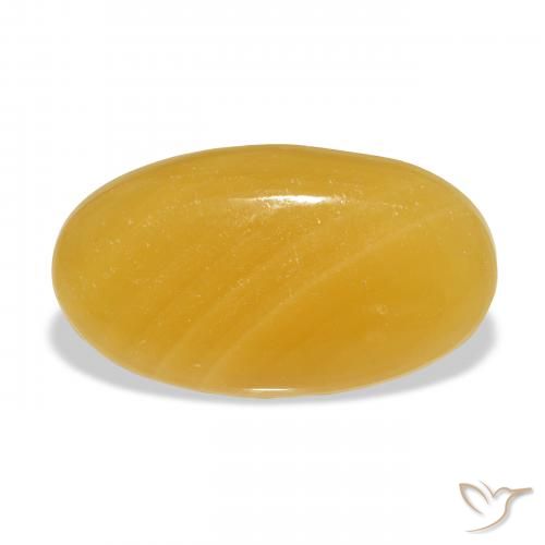 25.97ct Naturale Arancione-Oro Calcite, Ovale, Traslucido