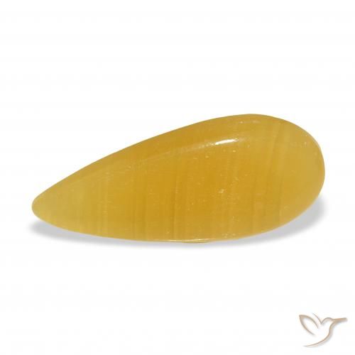 8.33ct Naturale Arancione-Oro Calcite, Forma a pera, Traslucido