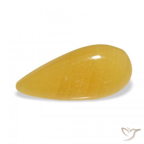 8.23ct Naturale Arancione-Oro Calcite, Forma a pera, Traslucido