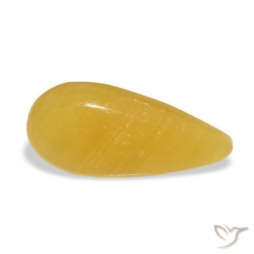 Calcite Arancione-Oro naturale da 8.23 ct, Forma a pera, Traslucido