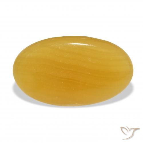 32.11ct Naturale Arancione-Oro Calcite, Ovale, Traslucido