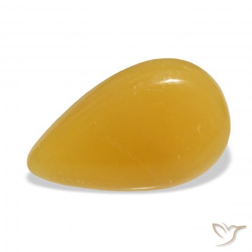 25.69ct Naturale Arancione-Oro Calcite, Forma a pera, Traslucido