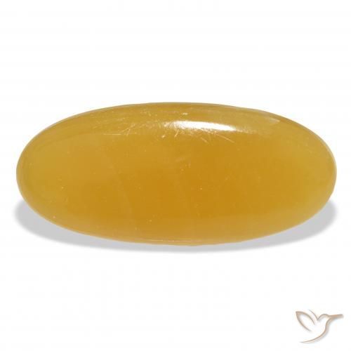 33.28ct Naturale Arancione-Oro Calcite, Ovale, Traslucido