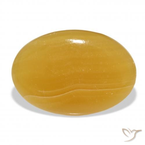 48.69ct Naturale Arancione-Oro Calcite, Ovale, Traslucido