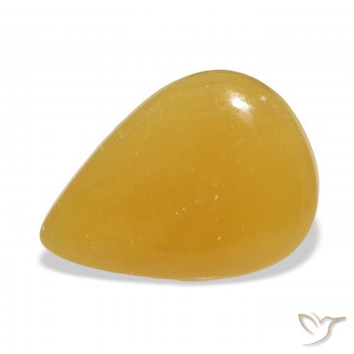 27.87ct Naturale Arancione-Oro Calcite, Forma a pera, Traslucido