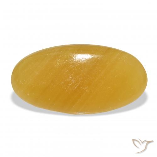 32.34ct Naturale Arancione-Oro Calcite, Ovale, Traslucido