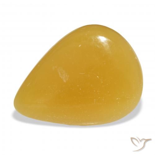 29.16ct Naturale Arancione-Oro Calcite, Forma a pera, Traslucido