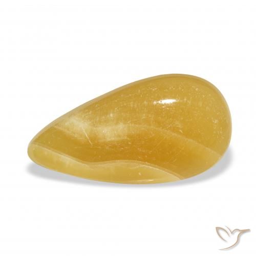 13.68ct Naturale Arancione-Oro Calcite, Forma a pera, Traslucido