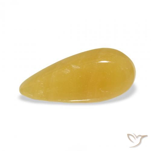 6.42ct Naturale Arancione-Oro Calcite, Forma a pera, Traslucido