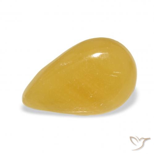 7.28ct Naturale Arancione-Oro Calcite, Forma a pera, Traslucido