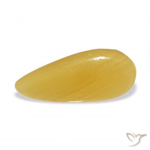 7.32ct Naturale Arancione-Oro Calcite, Forma a pera, Traslucido