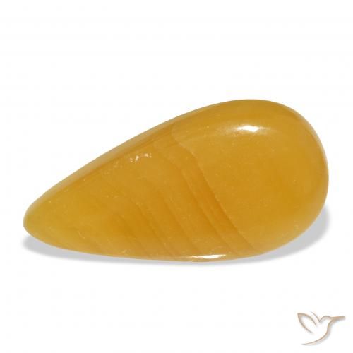 44.58ct Naturale Arancione-Oro Calcite, Forma a pera, Traslucido