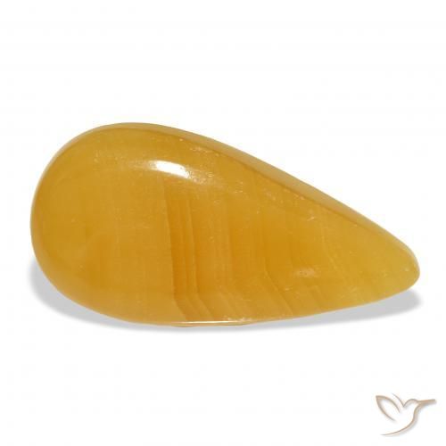 Calcite Arancione-Oro naturale da 44.58 ct, Forma a pera, Traslucido