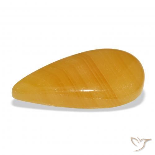 Calcite Arancione-Oro naturale da 44.58 ct, Forma a pera, Traslucido