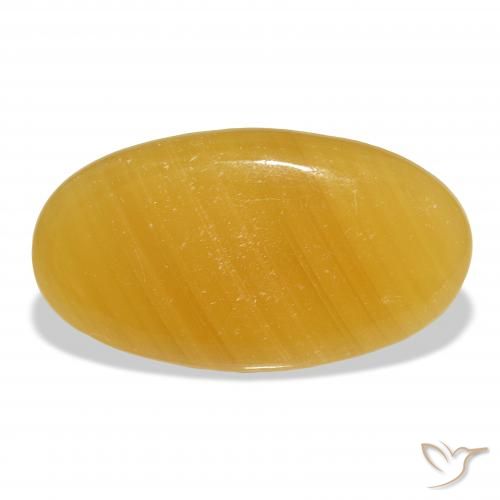45.38ct Naturale Arancione-Oro Calcite, Ovale, Traslucido