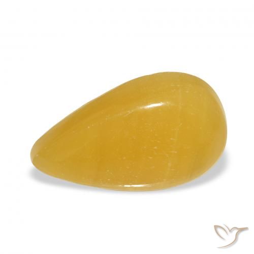 10.61ct Naturale Arancione-Oro Calcite, Forma a pera, Traslucido