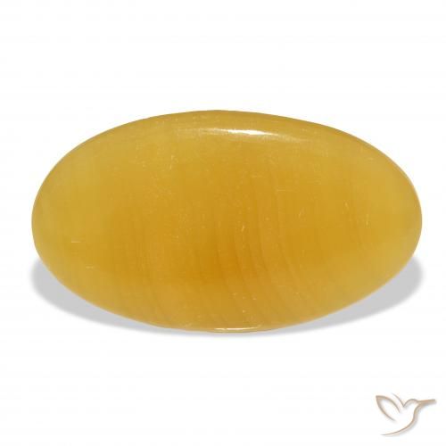 39.11ct Naturale Arancione-Oro Calcite, Ovale, Traslucido