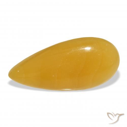 31.92ct Naturale Arancione-Oro Calcite, Forma a pera, Traslucido