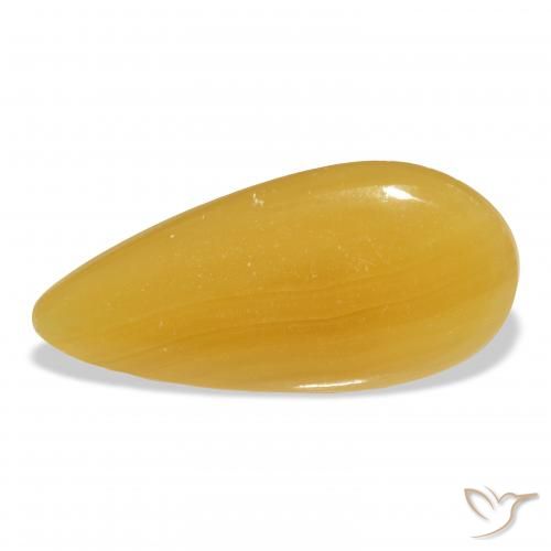 25.95ct Naturale Arancione-Oro Calcite, Forma a pera, Traslucido