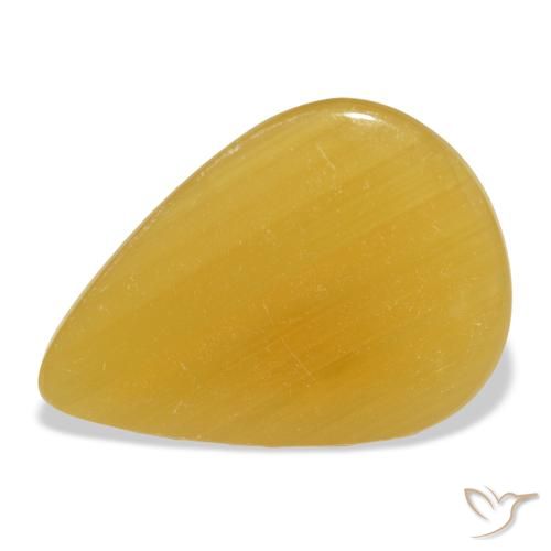 30.50ct Naturale Arancione-Oro Calcite, Forma a pera, Traslucido