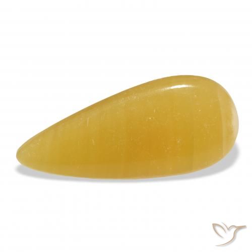 23.53ct Naturale Arancione-Oro Calcite, Forma a pera, Traslucido