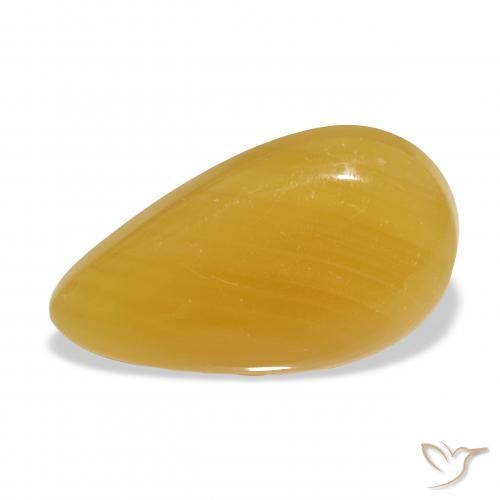 23.92ct Naturale Arancione-Oro Calcite, Forma a pera, Traslucido
