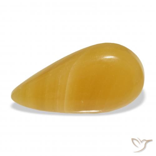 22.75ct Naturale Arancione-Oro Calcite, Forma a pera, Traslucido