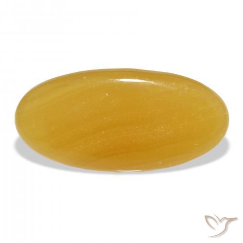 46.77ct Naturale Arancione-Oro Calcite, Ovale, Traslucido