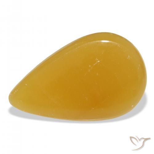 44.94ct Naturale Arancione-Oro Calcite, Forma a pera, Traslucido