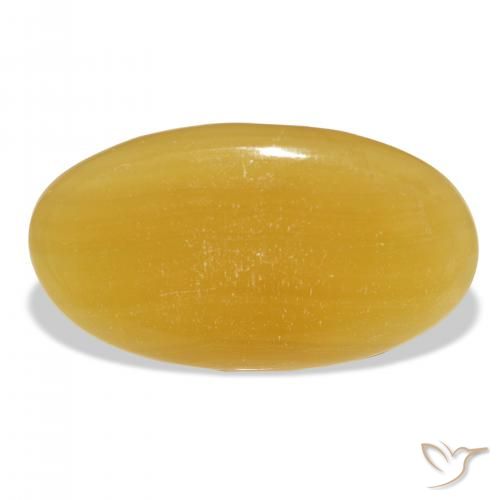 36.45ct Naturale Arancione-Oro Calcite, Ovale, Traslucido