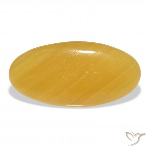 33.36ct Naturale Arancione-Oro Calcite, Ovale, Traslucido