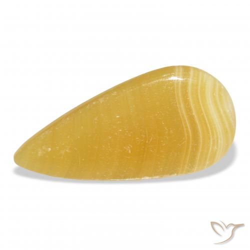 24.60ct Naturale Arancione-Oro Calcite, Forma a pera, Traslucido