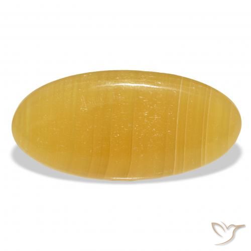 32.67ct Naturale Arancione-Oro Calcite, Ovale, Traslucido