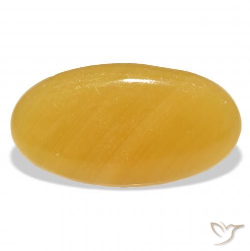 53.06ct Naturale Arancione-Oro Calcite, Ovale, Traslucido
