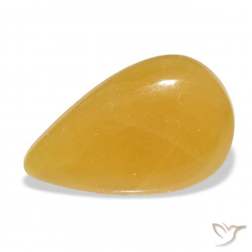 26.71ct Naturale Arancione-Oro Calcite, Forma a pera, Traslucido
