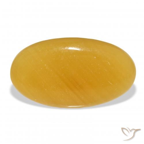 40.69ct Naturale Arancione-Oro Calcite, Ovale, Traslucido