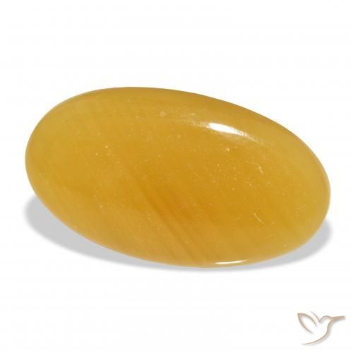 Calcite Arancione-Oro naturale da 40.69 ct, Ovale, Traslucido
