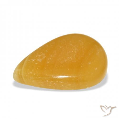 Calcite Arancione-Oro naturale da 38.52 ct, Forma a pera, Traslucido