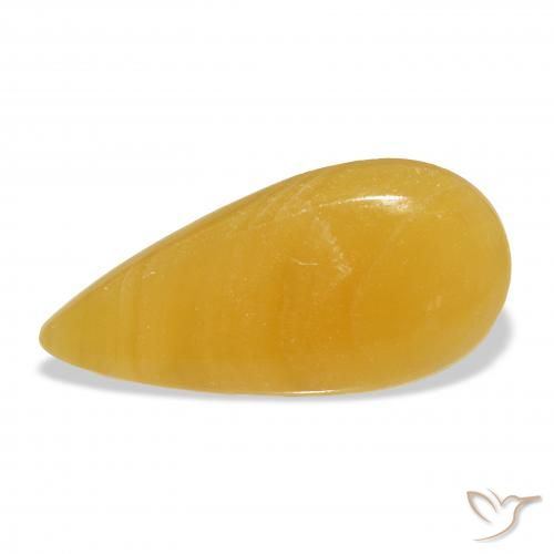 21.10ct Naturale Arancione-Oro Calcite, Forma a pera, Traslucido