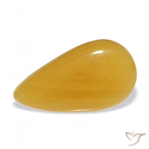 20.22ct Naturale Arancione-Oro Calcite, Forma a pera, Traslucido