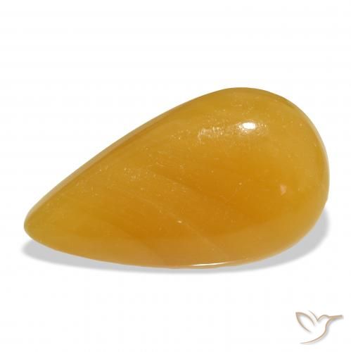 58.56ct Naturale Arancione-Oro Calcite, Forma a pera, Traslucido