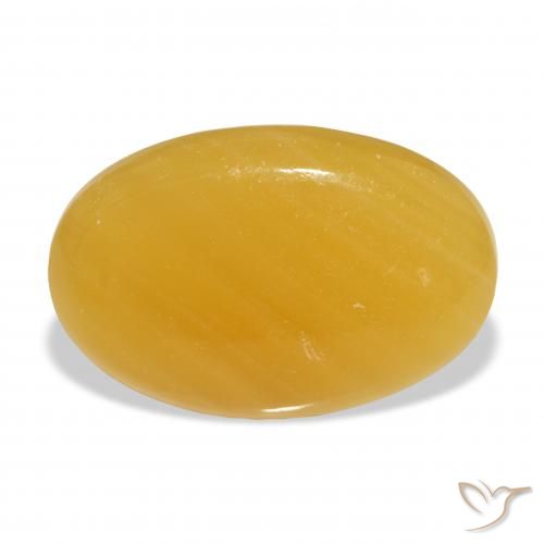 29.48ct Naturale Arancione-Oro Calcite, Ovale, Traslucido