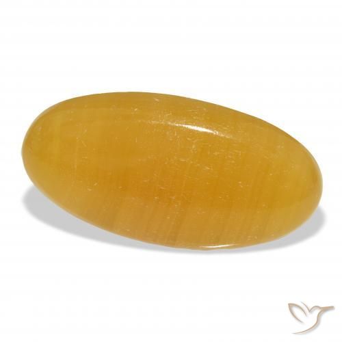 Calcite Arancione-Oro naturale da 50.15 ct, Ovale, Traslucido