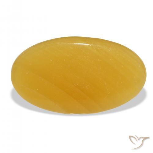 37.32ct Naturale Arancione-Oro Calcite, Ovale, Traslucido