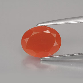 Corniola Arancio rosso naturale da 1.54 ct, Taglio ovale, Traslucido