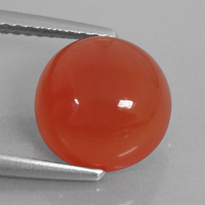 Corniola Arancio rosso naturale da 3.75 ct, Taglio rotondo, Traslucido