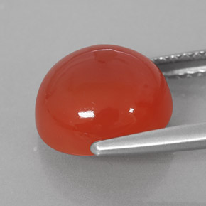 Corniola Arancio rosso naturale da 3.75 ct, Taglio rotondo, Traslucido