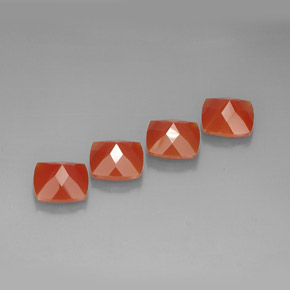 Gemme di Corniola Arancio rosso naturale da  ct, Taglio a cuscino, Traslucido