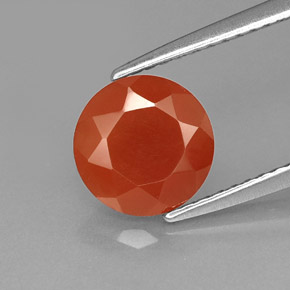 Corniola Arancio rosso naturale da 1.42 ct, Taglio rotondo, Traslucido